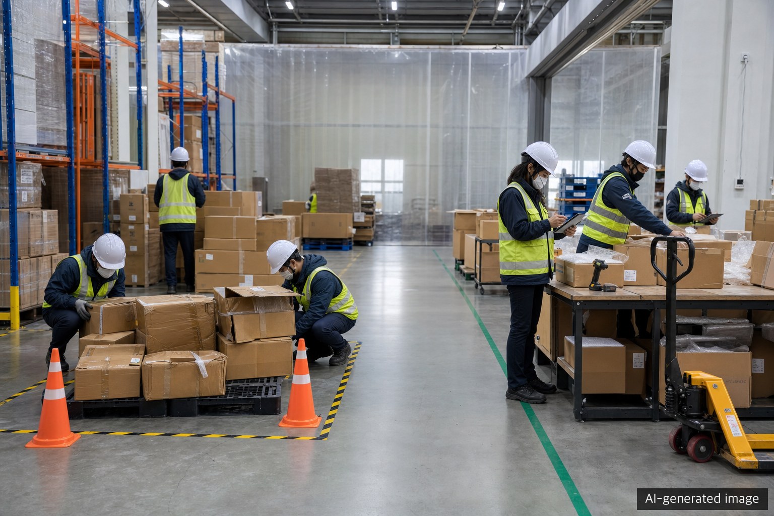 A recovery team isolating suspect stock while preparing unaffected inventory for alternative fulfillment