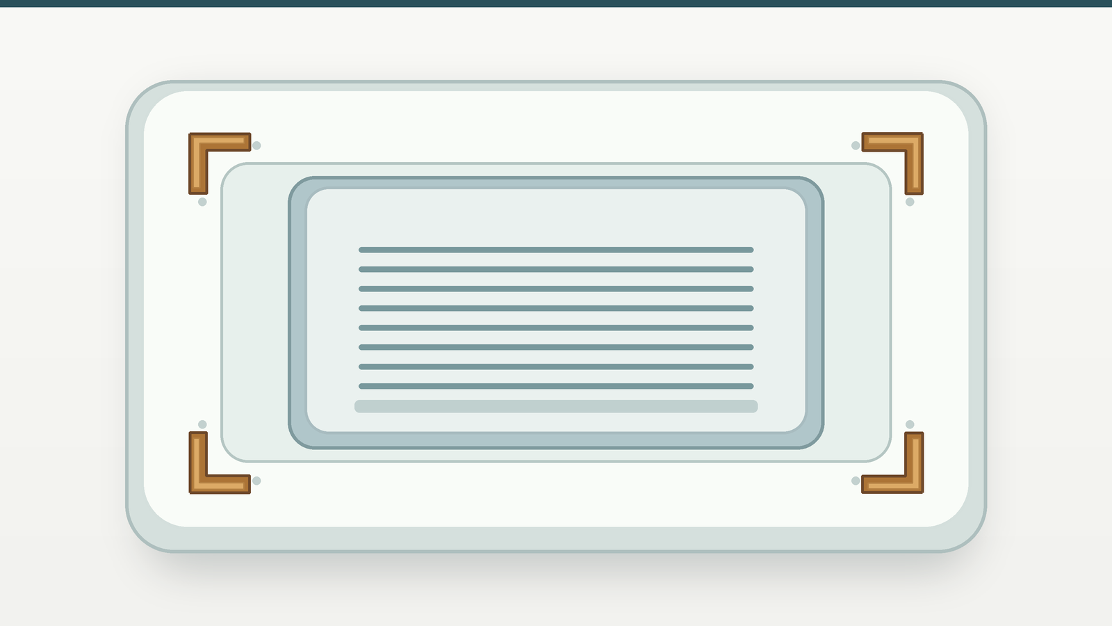 Illustrative top view of four L-shaped paper angle boards at the corners of an A/C package between EPS protectors