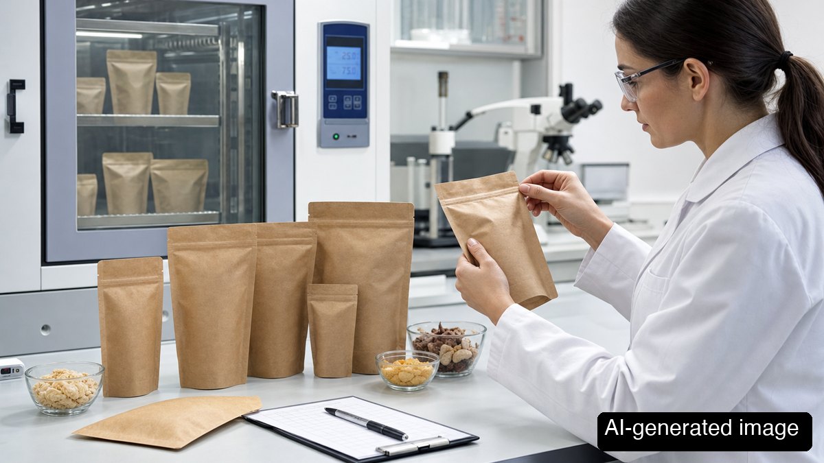 Pilot line applying paper-based pouches to flexible packaging equipment