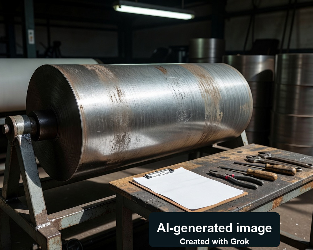 AI-generated photoreal scene of tools and a blank checklist in a generic roll-service workshop; not evidence of a closed deal