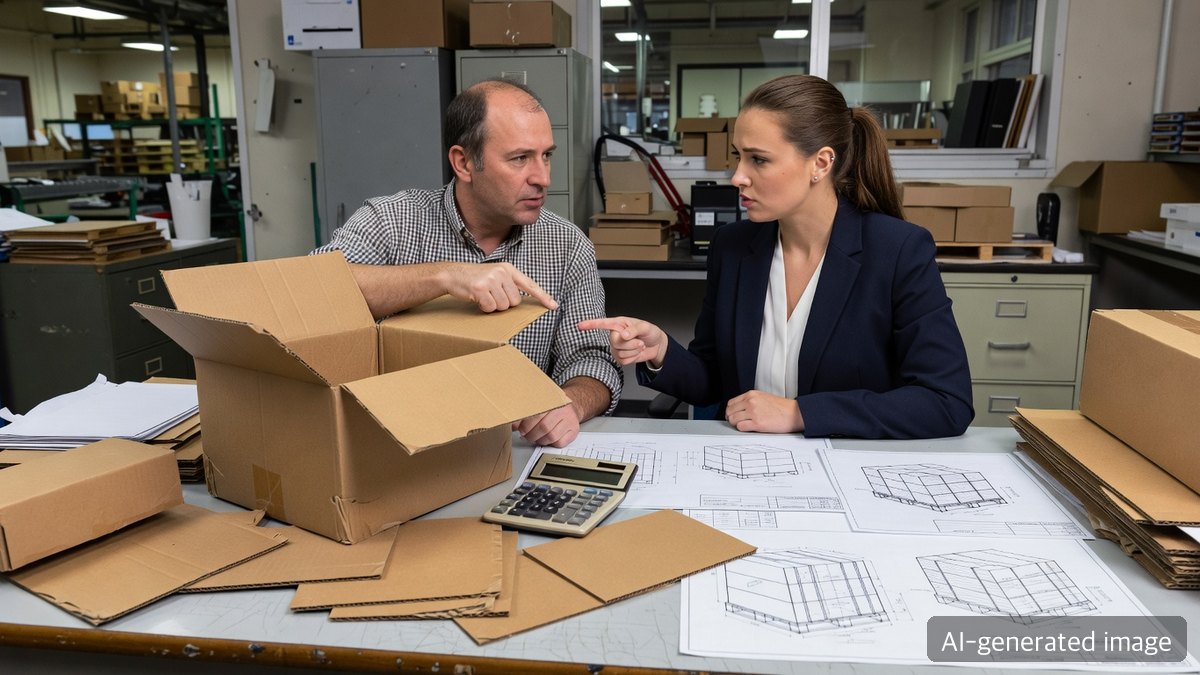 Packaging quotation review with corrugated samples and pallet load drawings