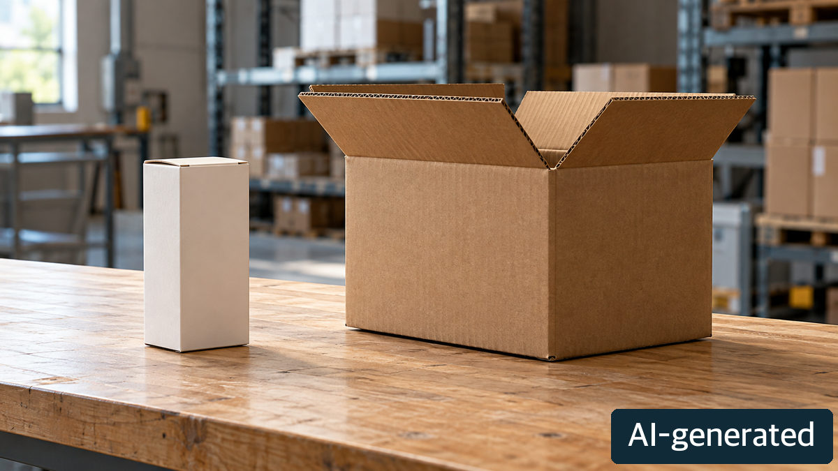 Separate generic carton and corrugated transit box