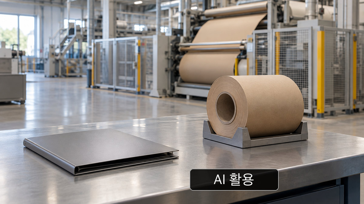 AI 생성 개념 이미지: 일반적인 제지 작업대와 종이 시료. 니쿠사의 에너지 측정 결과·수상 증서·개별 프로젝트를 재현하지 않음