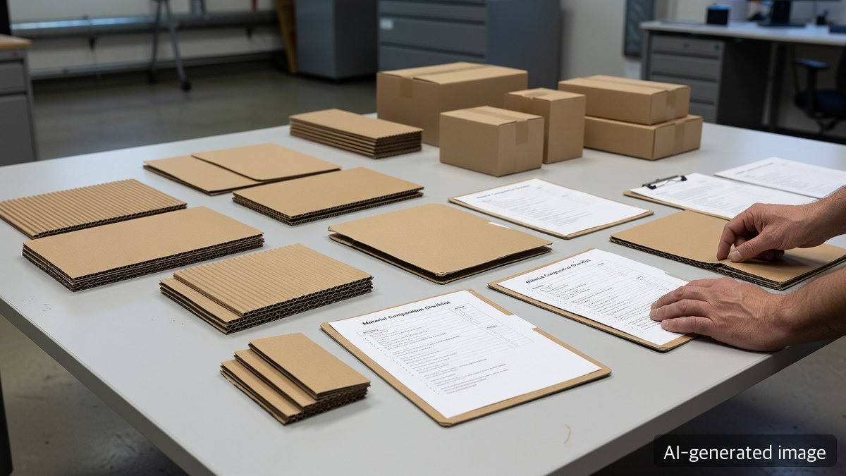 Industrial paper packaging team reviewing regulations and documentation