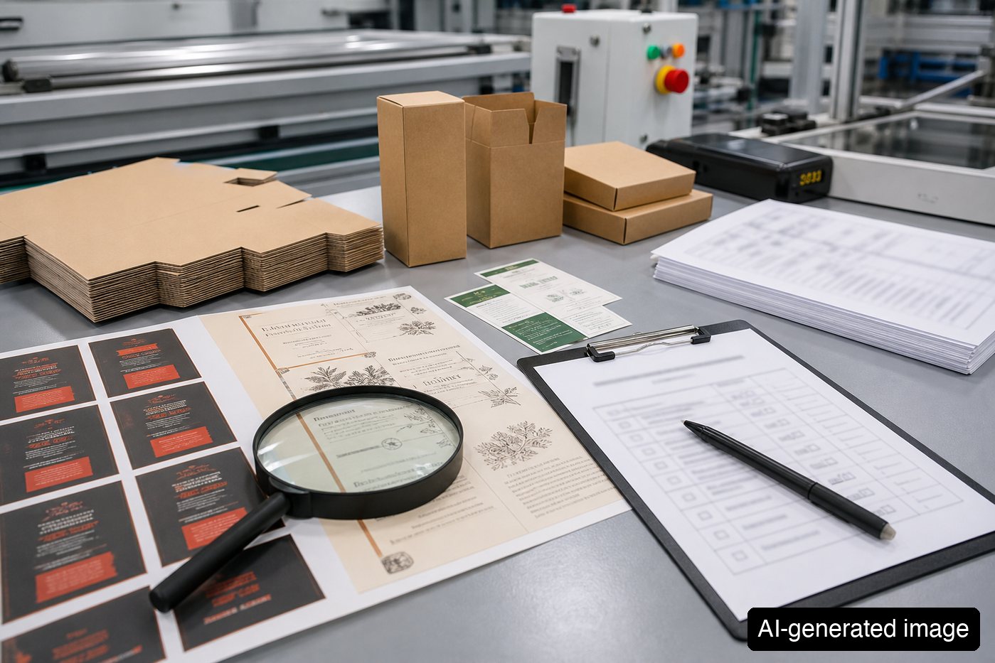 Reviewing certification documents and packaging label proofs