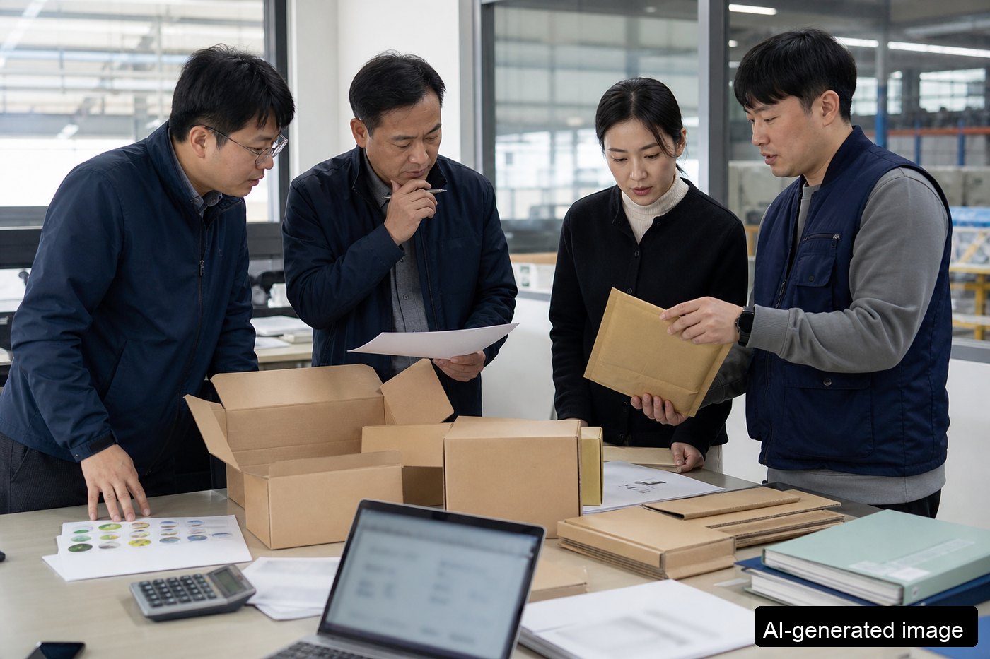Procurement meeting reviewing sustainable packaging claims
