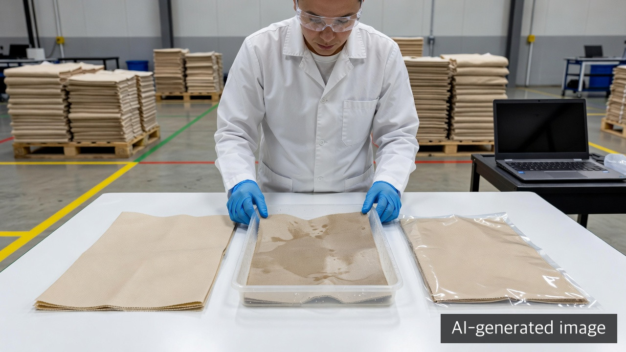 A generic quality check that separates a reference sample, a water-exposed suspect sample, and a sealed replacement sample — AI-generated image, not a photograph of the Ghaziabad site