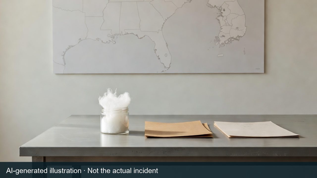 AI-generated editorial scene of cellulose samples and procurement papers, not the actual incident