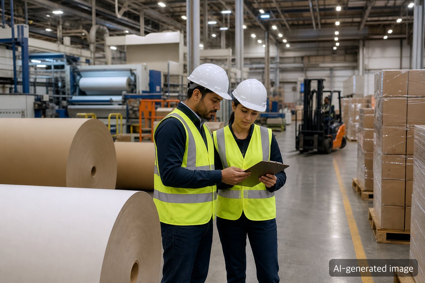Procurement manager reviewing containerboard and corrugated box supply contract risk