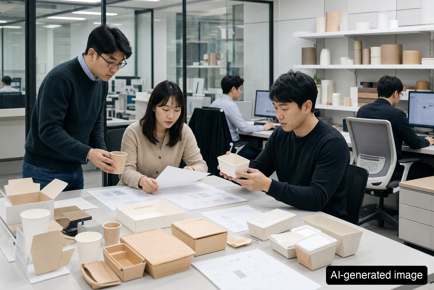 Pilot line checking paper-based food packaging