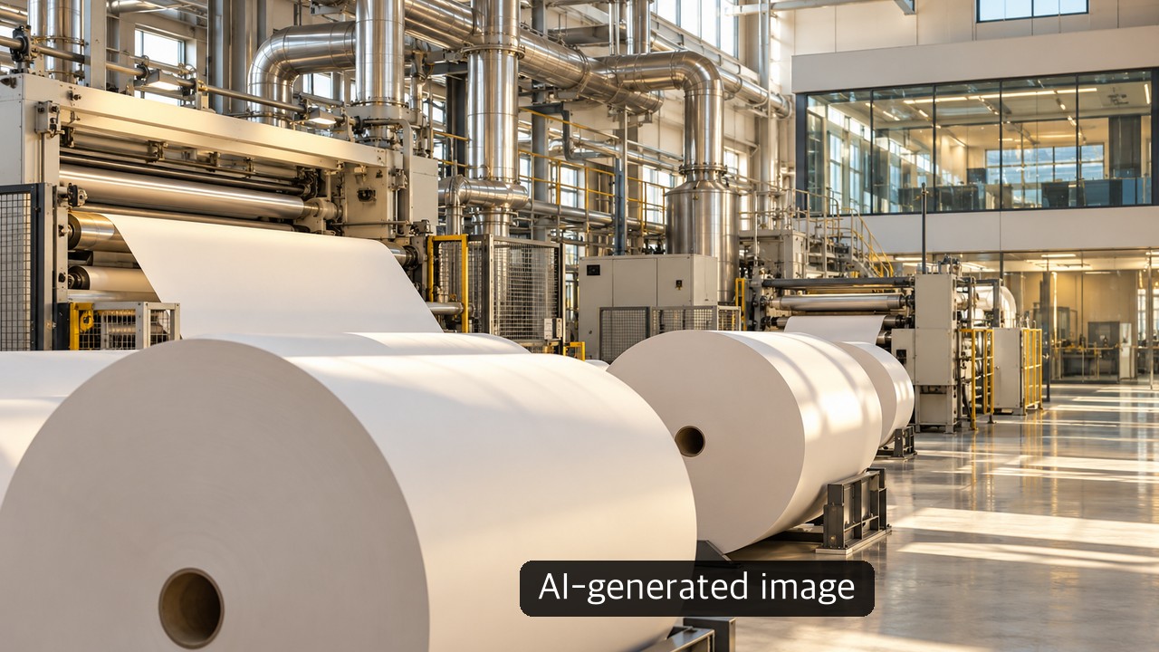 Generic conceptual paper and packaging scene, not the named company or actual installation