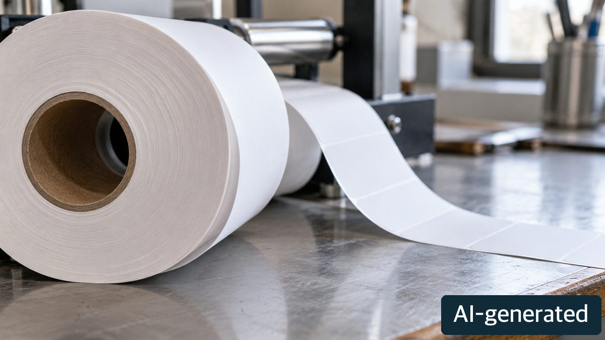 Conceptual unmarked thermal-paper rolls, not evidence of a named company’s product