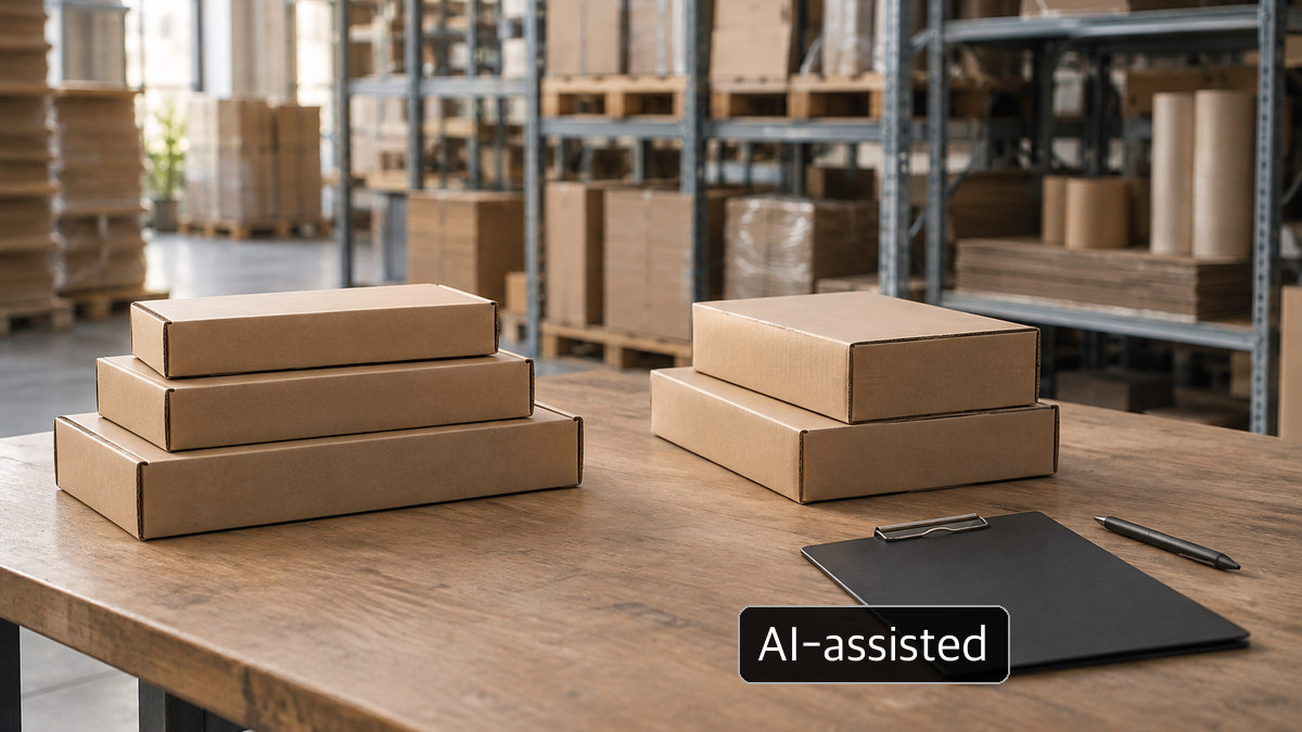 AI-assisted conceptual image: plain boxes and an empty clipboard; not an IP facility or evidence of a signed sale