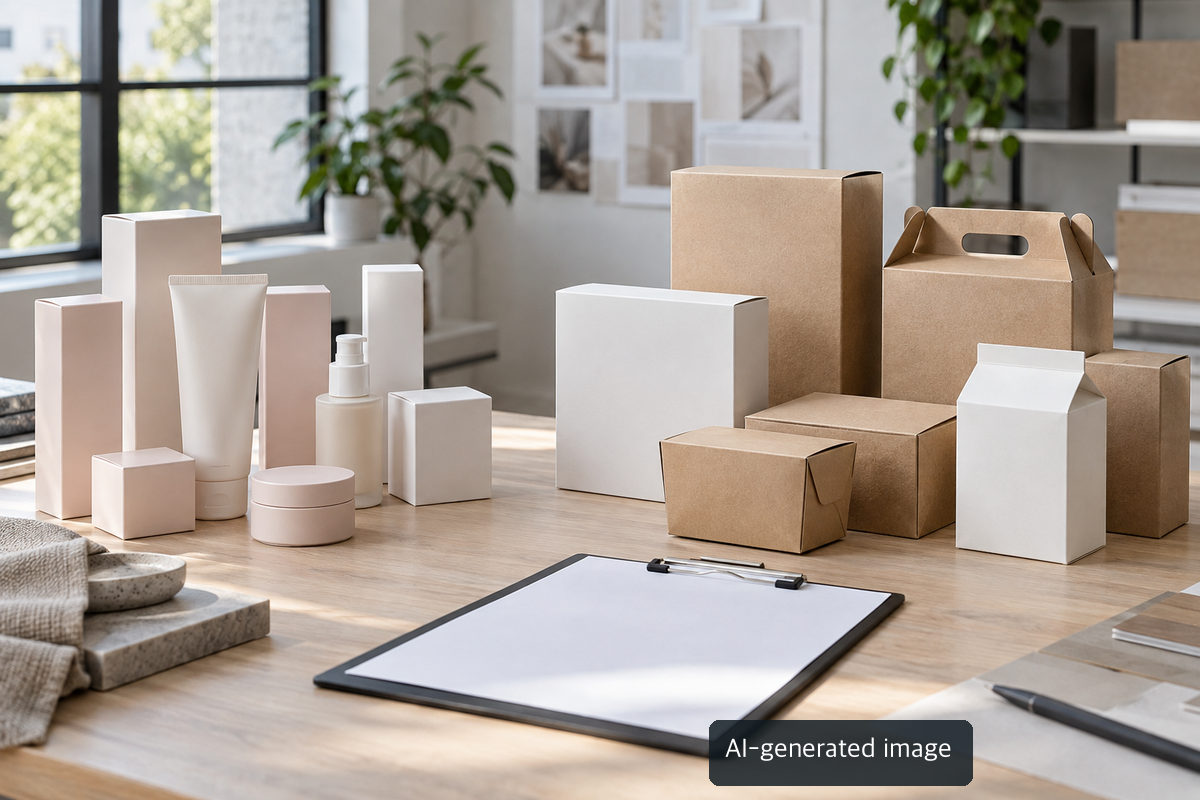 Unbranded carton and packaging review concept, not evidence of product suitability
