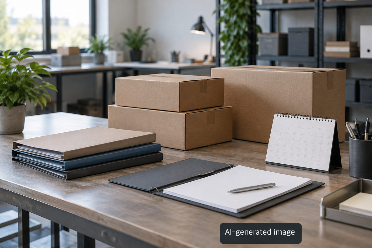 Conceptual export-packaging desk, not a KEA event photograph or official document