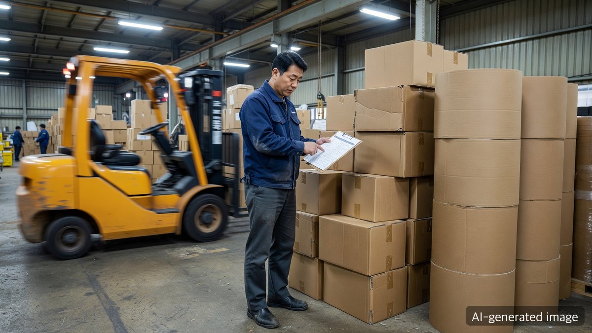 Supplier risk checklist in a corrugated packaging warehouse