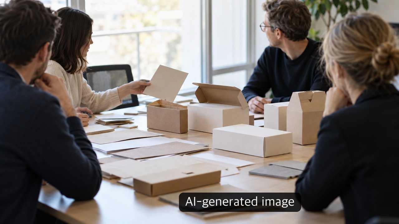 Generic conceptual paper and packaging scene, not the named company or actual installation