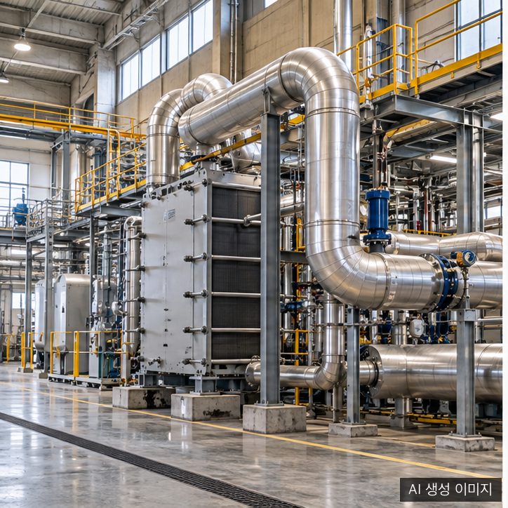 Conceptual illustration: view of heat-exchange equipment in a generic paper mill, not the demonstration site