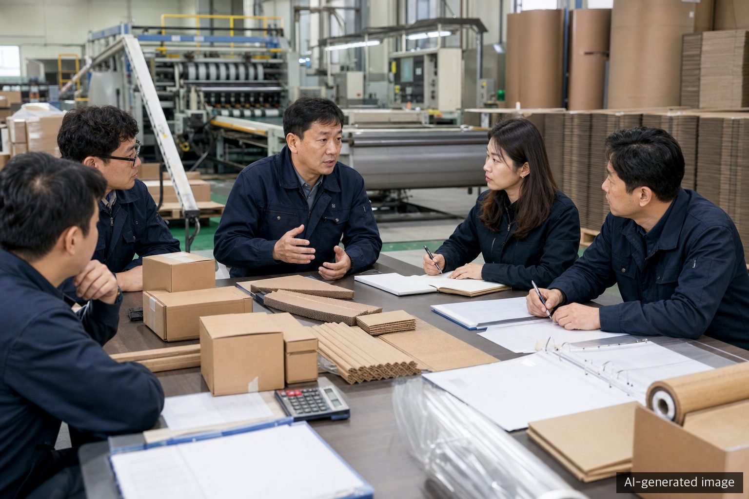 Corrugated packaging teams reviewing evidence before cooperative consultation