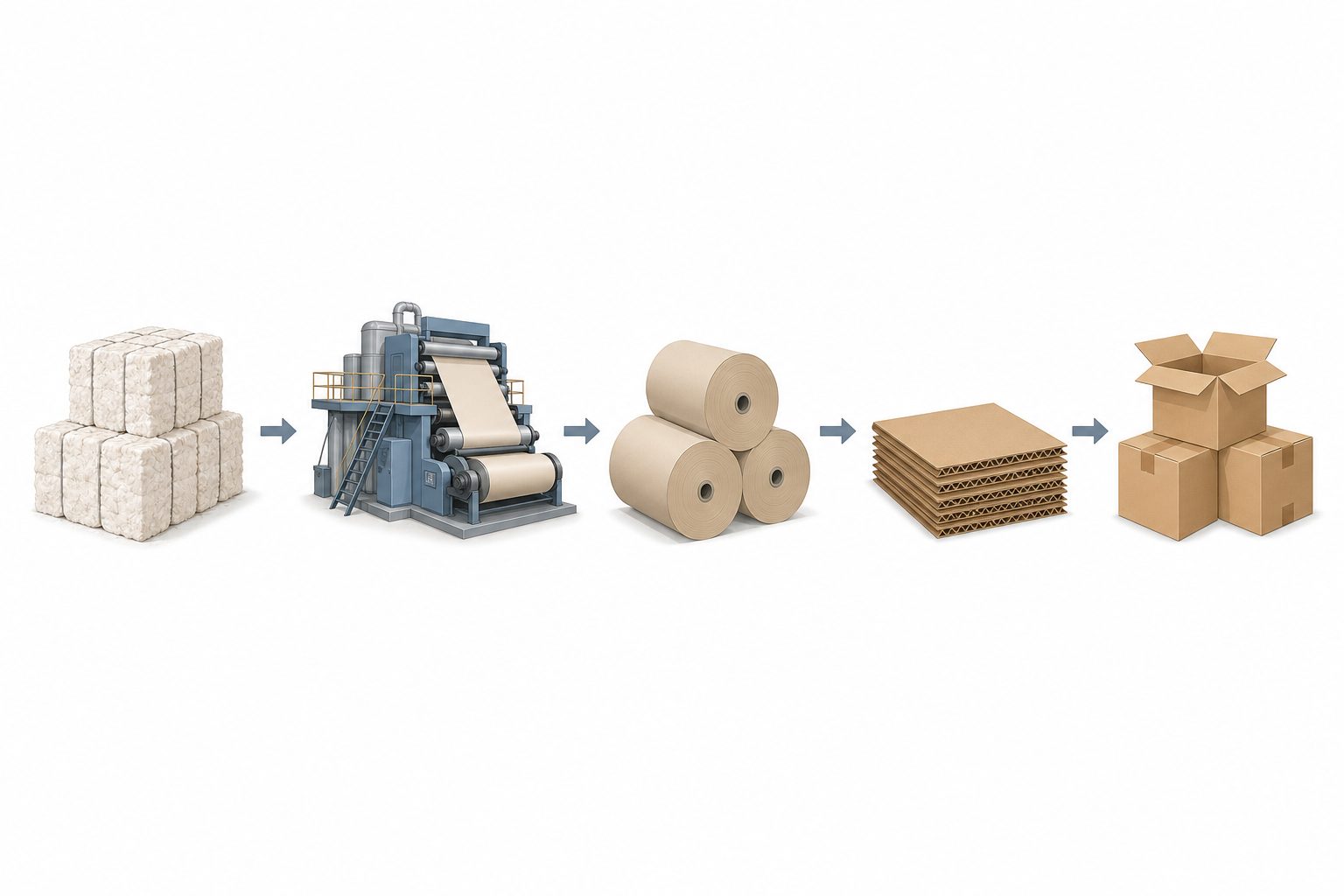 Korean paper supply chain flow: from pulp to paper, board, and boxes