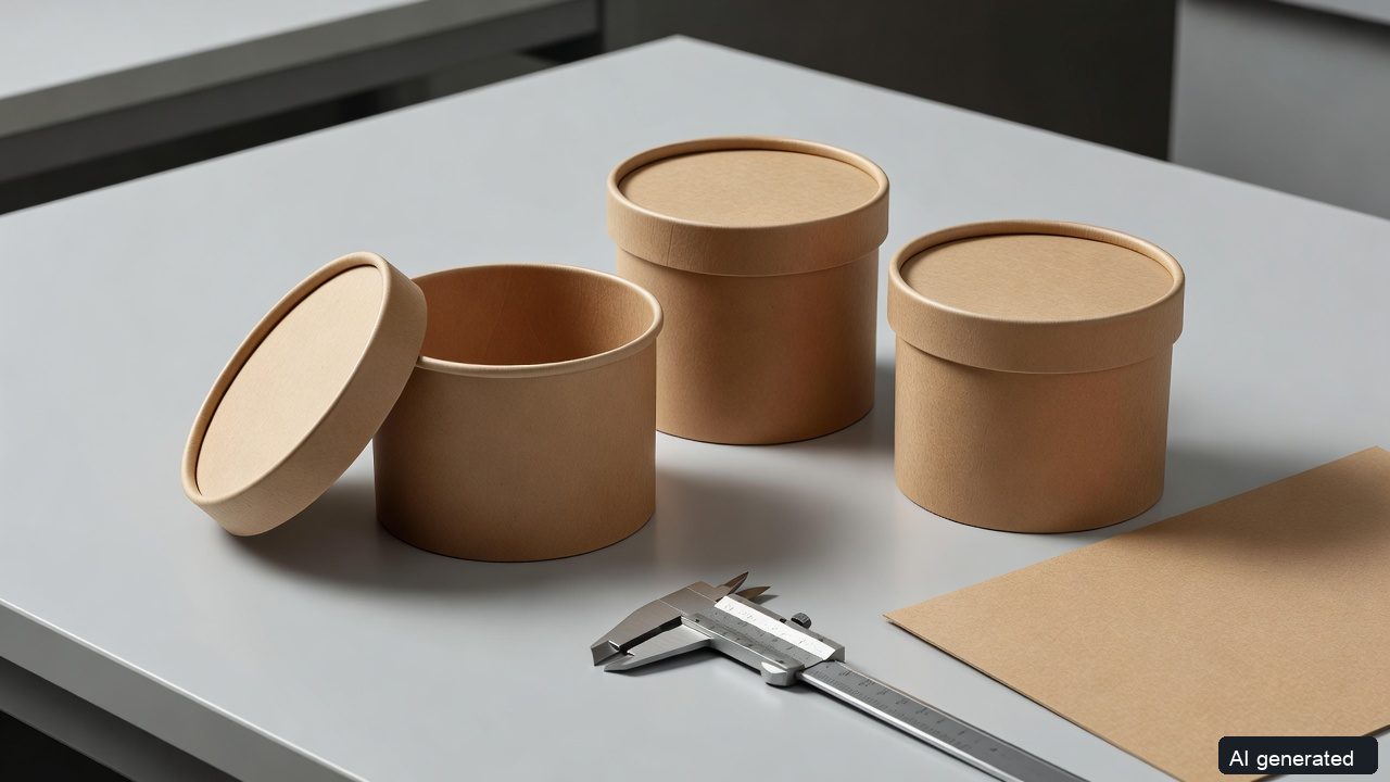 AI-generated illustration of measuring the fit of unbranded canister samples; not a record of product testing