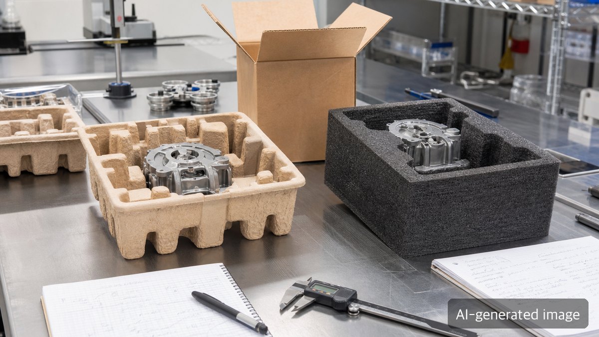Molded fiber cushioning production line and inspection process in an industrial packaging facility