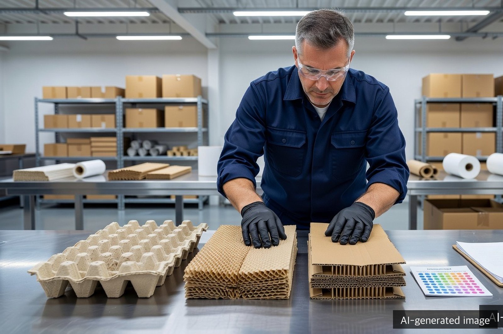Molded pulp, honeycomb paper pad, and corrugated inserts compared on a packaging workbench