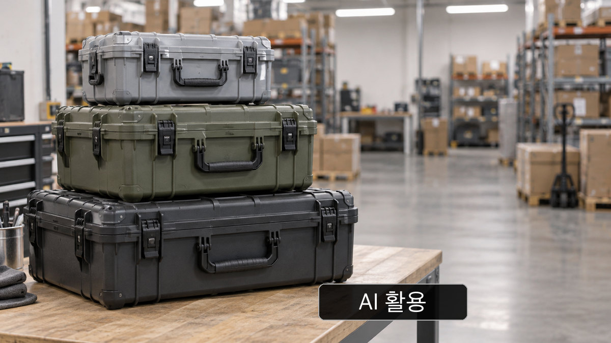 AI 생성 개념 이미지: 작업대 위에 안정적으로 쌓인 무표기 다회용 배송 상자; 운영 중인 New ERA 거점 사진이 아님