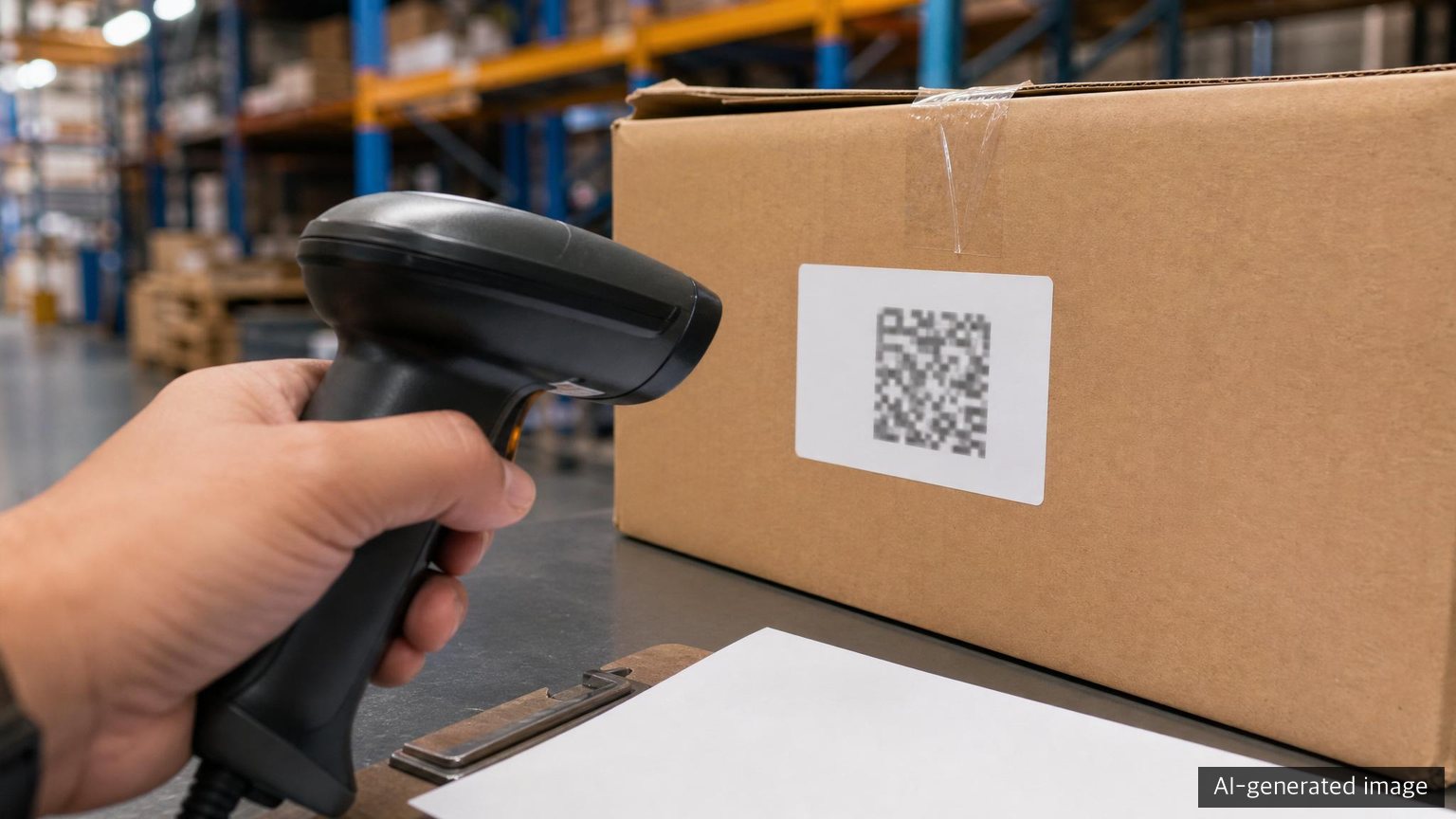 Scanning a B2B packaging QR label connected to identification data