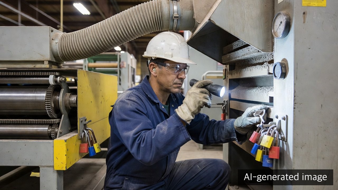 Inspection of extraction hoods, ducting and concealed paper-dust deposits