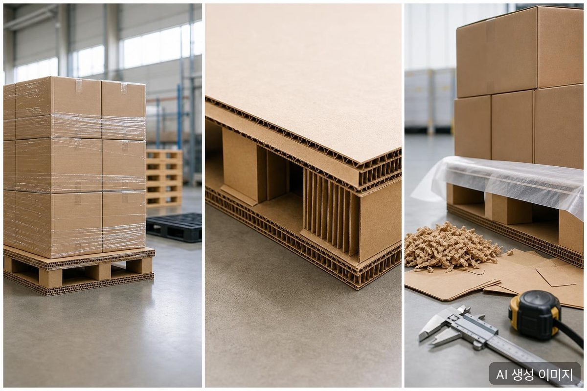 Structure and loading example of an export paper pallet