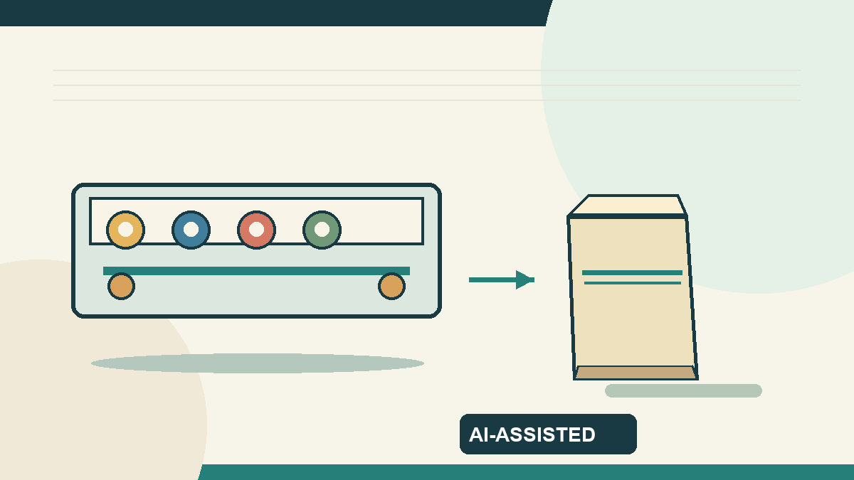 AI-assisted code-drawn concept separating sack printing, converting and checks; not Pope equipment or measured output