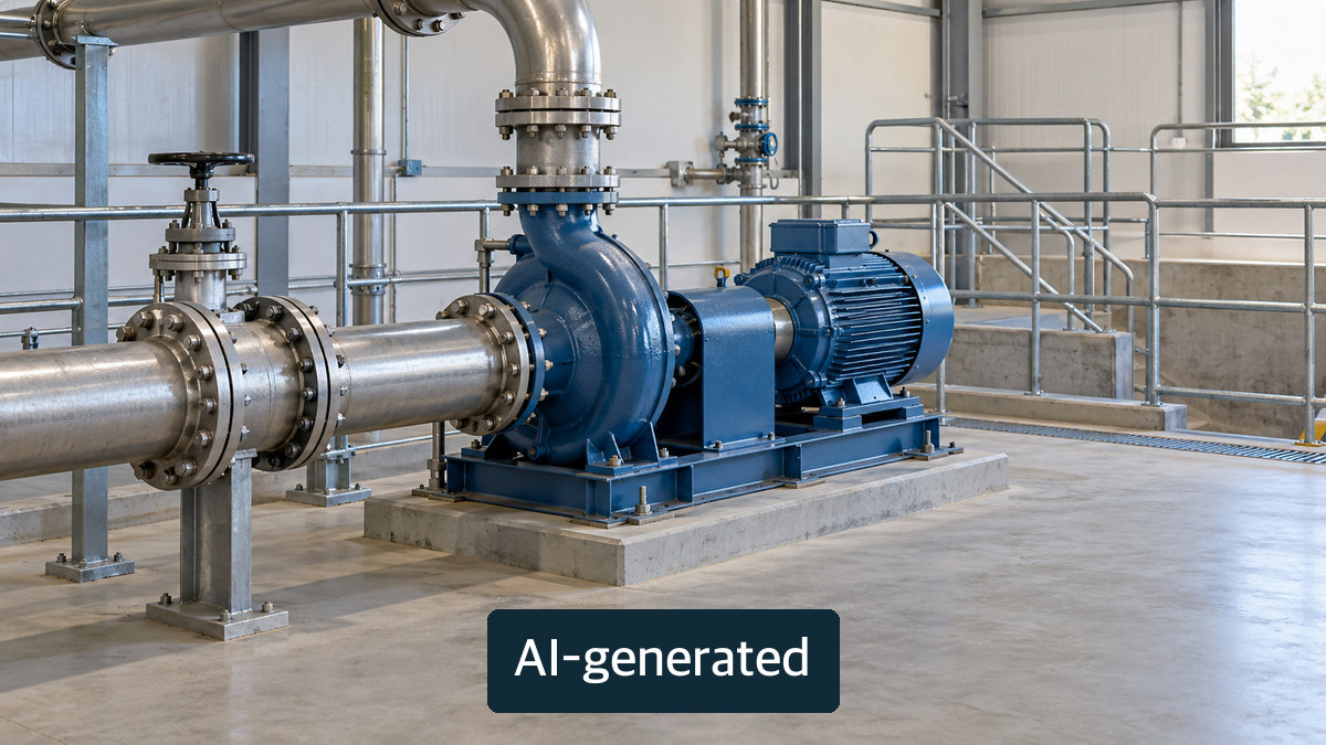 Generic pumps and pipework at a wastewater site, not the facility subject to the notice
