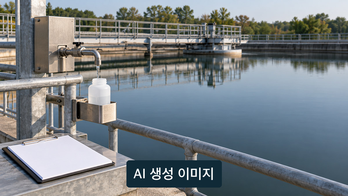 폐수 상태를 점검하는 범용 개념 이미지. 실제 조사 사진이나 측정 결과가 아님