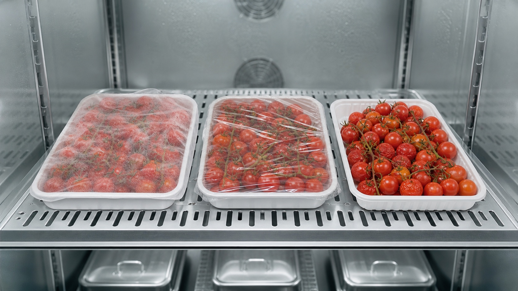 Cherry-tomato storage comparison under active-film, conventional-plastic and unpackaged conditions