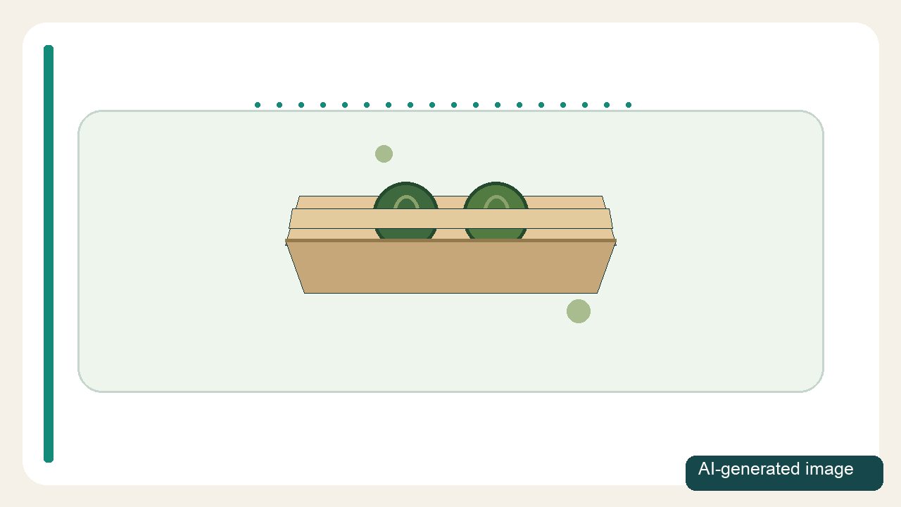 AI-assisted concept drawing of fruit in an open carton-board tray bridged by a paper-like lid; not the Coop package’s verified geometry or specification