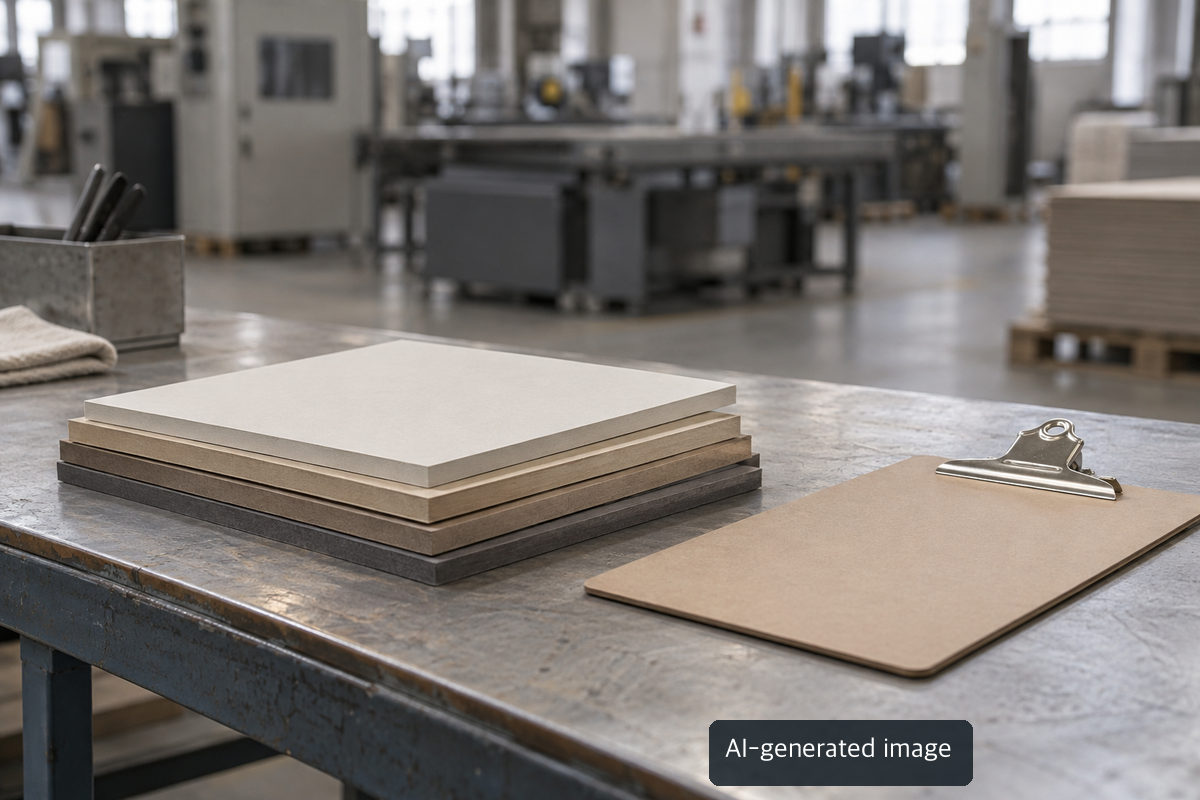 Generic paperboard samples, not photographs of RYAM&rsquo;s Témiscaming facility