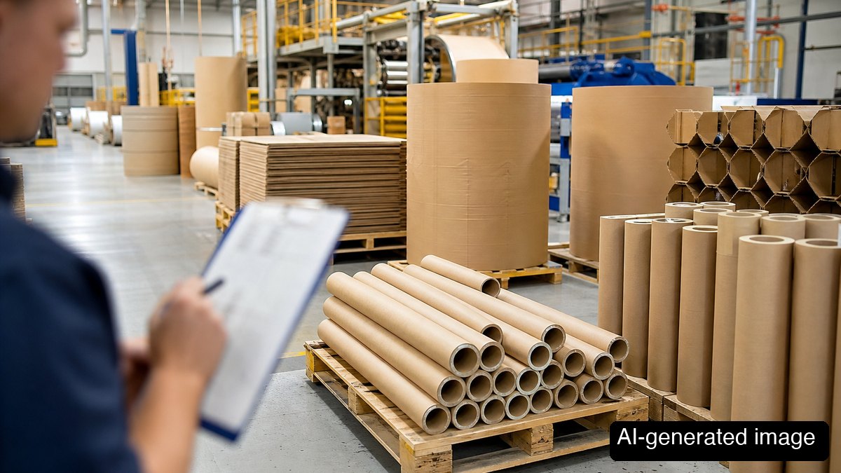 Reviewing recycled paperboard rolls, paper cores and protective packaging samples
