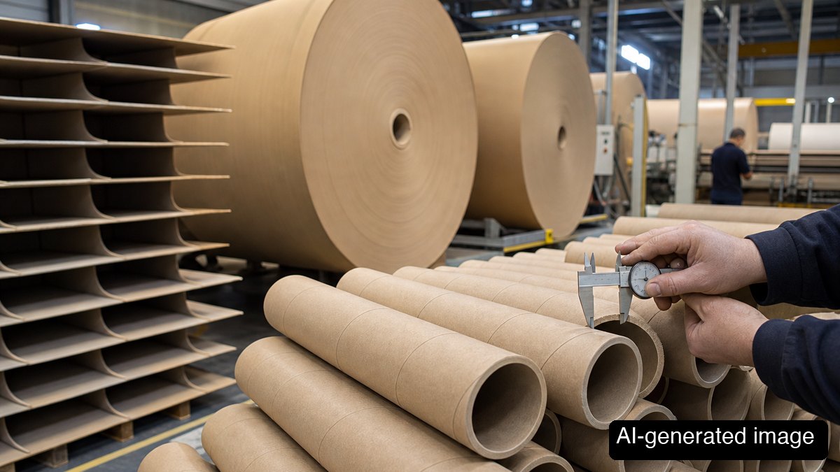 Paperboard rolls, tubes and partitions in a converting plant