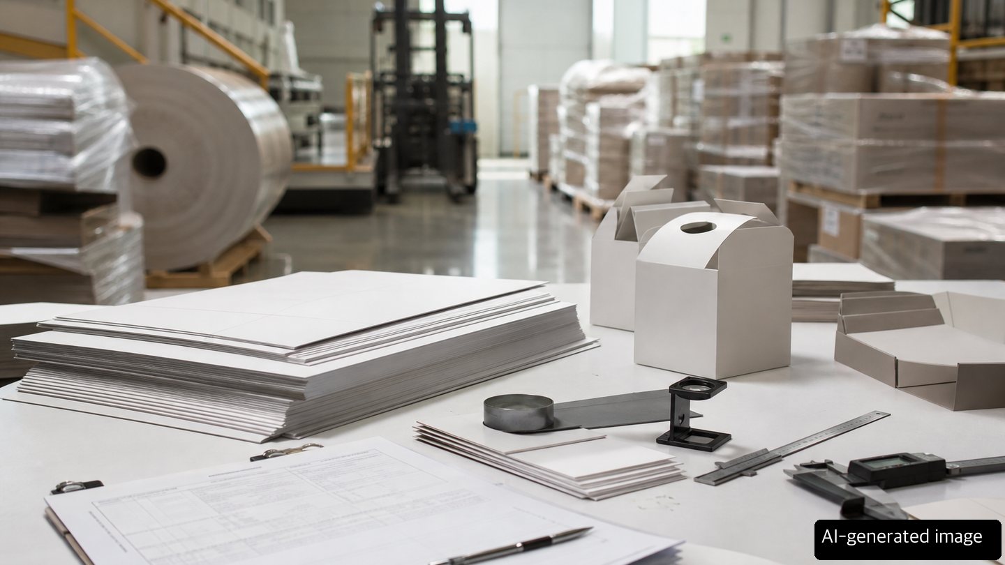 Quality-control review of white paperboard samples and export packaging specifications
